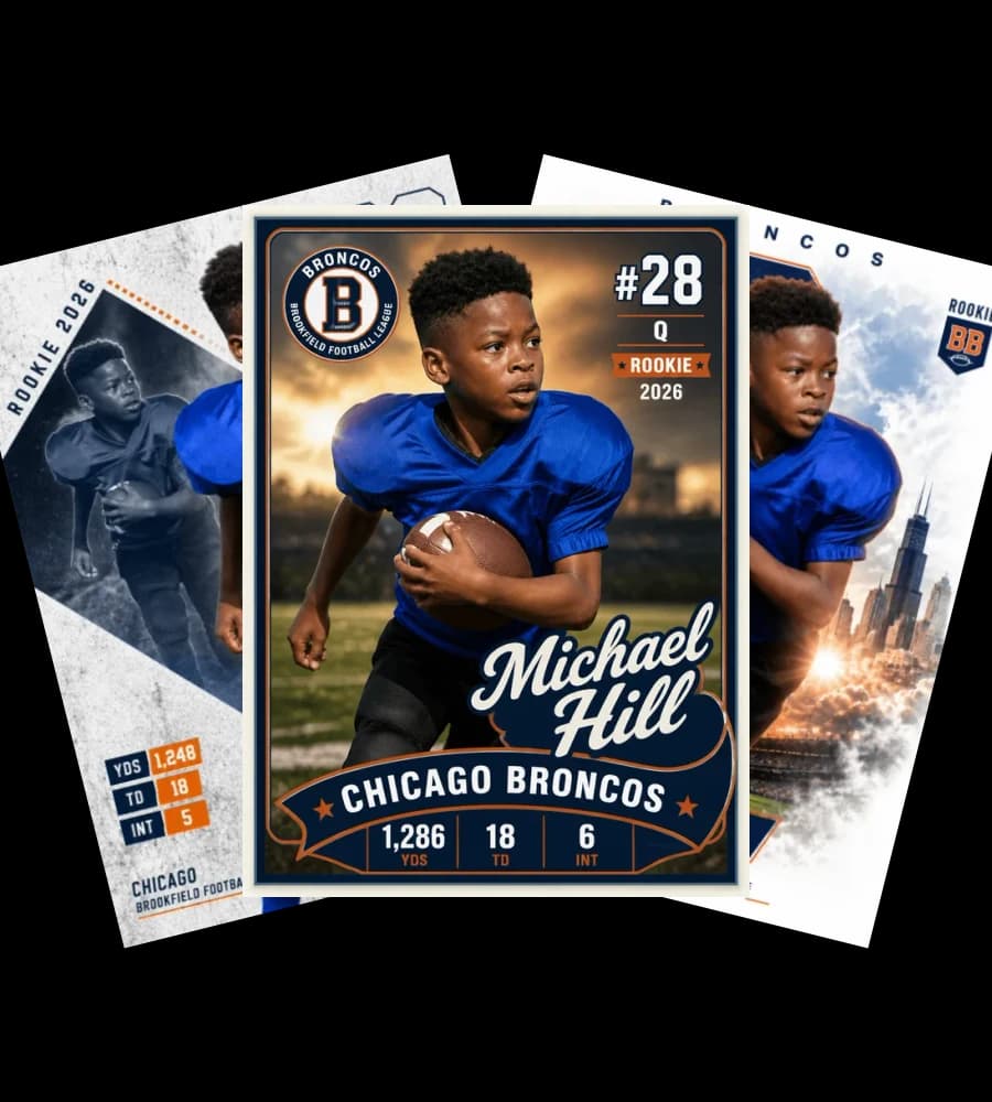 Three custom cards of the same player in different styles